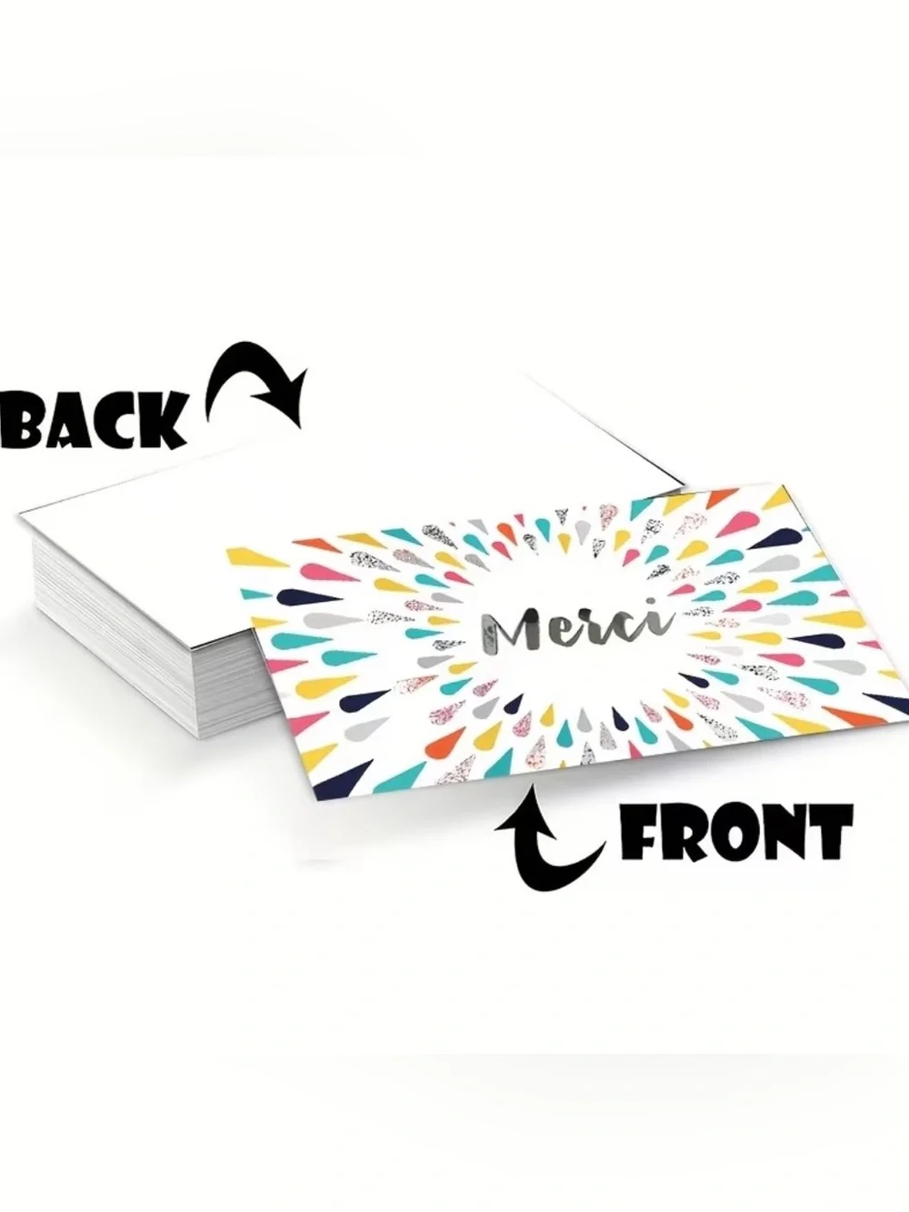 Merci Multicolor Thank You Cards - Pack of 50